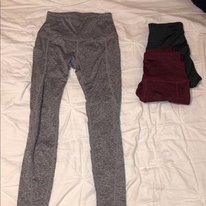 high waisted, gray, patterned, workout leggings!!